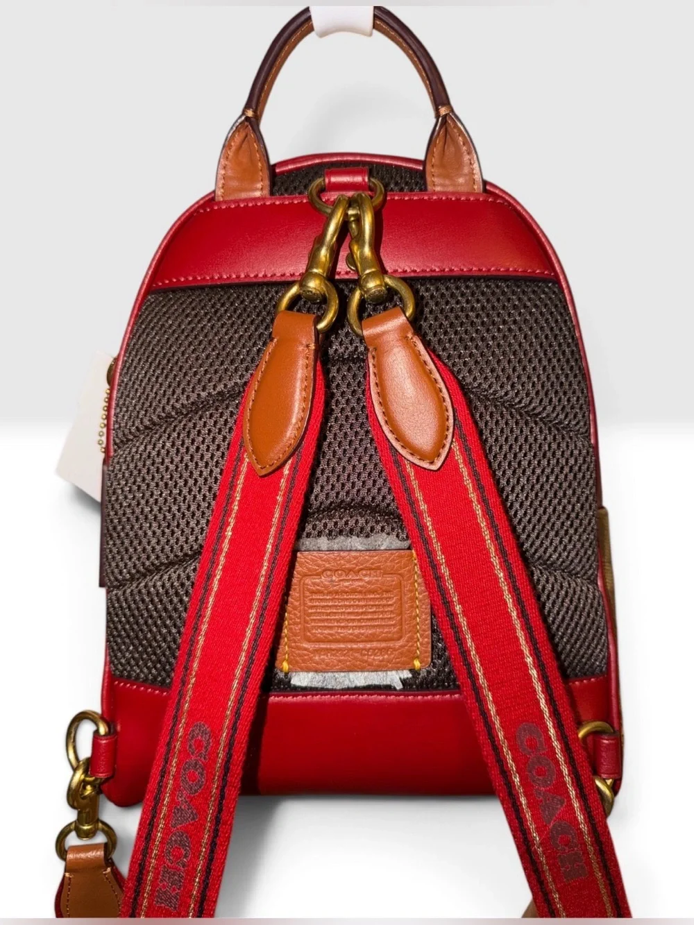 New Coach Charter Backpack in Signatr Coated Canvas & Leather: Red/Bge/Brw/Prpl.